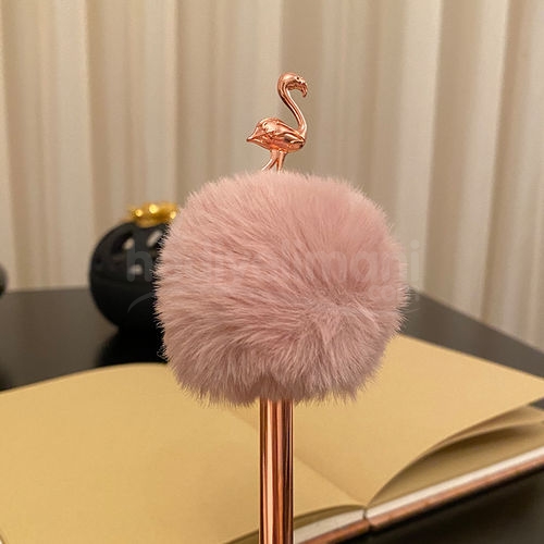 Kişiye Özel Flamingo Bronz Ponponlu Kalem